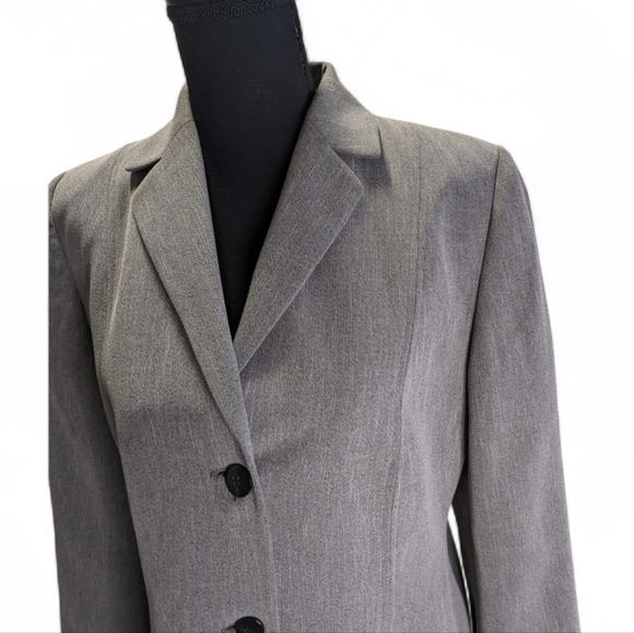 Elegant Gray Women's Blazer Knee Length Career Wear Size 12 Flaw - Picture 2 of 15